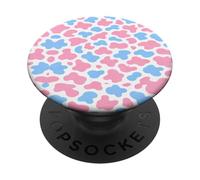 Transgender Cow Pattern Trans Pride Pink White Blue Cute PopSockets Adhesive PopGrip