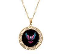Transgender Ea-gles Fashion Women's Diamond Necklace Shiny Round Pendant Jewelry Romantic Gifts