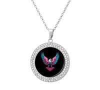 Transgender Ea-gles Fashion Women's Diamond Necklace Shiny Round Pendant Jewelry Romantic Gifts