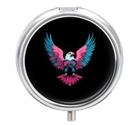 Transgender Ea-gles Small Pill Organizer for Travel Portable Mini Pills Box with 3 Compartments Round Medicine Case Container