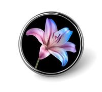 Transgender Flag Color Lily Flower Round Brooch Pins Lapel Tie Badge Metal Memorial Button Pin Kit for Hat Shirt Clothing Bags Decor