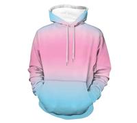 Transgender Flag Colors Funny Printed Hoodies Drawstring Hooded Pullover Tops Sweatshirts Adults XL