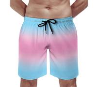 Transgender Flag Colors Summer Men's Swim Shorts & Trunks with Mesh Liner Quick Dry Beach Board Shorts XS