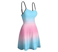 Transgender Flag Colors Women Sling Dress Sleeveless Spaghetti Strap Dresses Mini Beach Workout