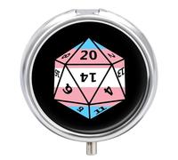 Transgender Flag Dice 20 Round Pill Box Organiser 3 Compartment Portable Medicine Case