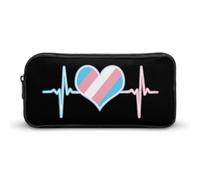Transgender Flag Heart Beat Printed Pencil Cases Multipurpose Large Pen Pouch