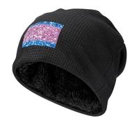 Transgender Flag Seqiun Glitter Beanie Hats Winter Warm Skull Pullover Cap Cozy Knit Cap for Men And Women Gifts