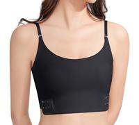 Transgender FTM High Elastic Breathable Half Chest Binder for Women Crisscross Bandage Spaghetti Straps Side Hook Bustier Bra Tank Top Black XL