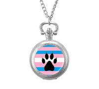 Transgender Furry Pride Flag Vintage Pocket Watch Alloy Pendant Watches Necklace Gift for Men Women Silver-Style