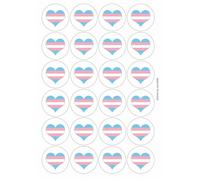 Transgender Heart LGBTQ Pride Circular Matt Paper Stickers A4 Sheet of 24 (Each Sticker is 45mm Diameter)