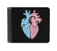 Transgender Heart Trans Proud Bi-fold Men's Wallets with 6 Card Slots Slim Travel Purse Leather Money Clip