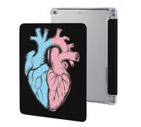 Transgender Heart Trans Proud Tri-fold Tablet Case Compatible with IPAD 2017/2018/Air1/Air2 (9.7in)/Pro (10.5in) /Air3(10.5in)/10代 (10.9in) Soft Protective with Pen Slot