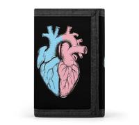 Transgender Heart Trans Proud Trifold Men's Wallets with 8 Card Slots & Key Hook Slim Travel Purse Money Clip