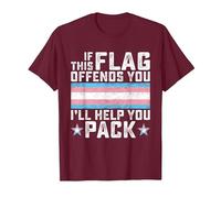 Transgender If This Flag Offends You Funny Trans Pride T-Shirt, Men, Burgundy, XX-Large