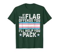 Transgender If This Flag Offends You Funny Trans Pride T-Shirt, Men, Dark Green, Large