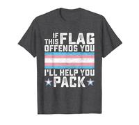 Transgender If This Flag Offends You Funny Trans Pride T-Shirt, Men, Dark Heather Grey, Medium