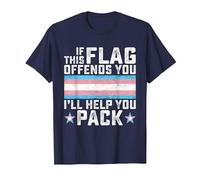 Transgender If This Flag Offends You Funny Trans Pride T-Shirt, Men, Navy Blue, 3X-Large