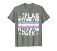 Transgender If This Flag Offends You Funny Trans Pride T-Shirt, Men, Olive Heather, Large