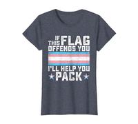Transgender If This Flag Offends You Funny Trans Pride T-Shirt, Women, Heather Blue, Medium