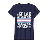 Transgender If This Flag Offends You Funny Trans Pride T-Shirt, Women, Navy Blue, Small