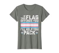 Transgender If This Flag Offends You Funny Trans Pride T-Shirt, Women, Olive Heather, X-Small