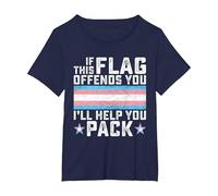 Transgender If This Flag Offends You Funny Trans Pride T-Shirt, Women's Plus, Navy Blue, 4X