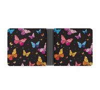 Transgender LGBT Flag Butterfly Leather Wallets for Men Slim Bifold Wallet Credit Card Holder Front Pocket Wallets