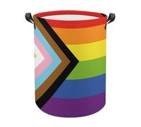 Transgender LGBT Rainbow Flag Funny Laundry Baskets Collapsible Waterproof Clothes Hamper Storage Bins with Handles 13.8"x13.8"x17.3" 17.3"x17.3"x17.3"