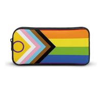 Transgender LGBT Rainbow Flag Large Capacity Pencil Cases with Zippered Portable Pen Pouch Makeup Bag Office Supplies