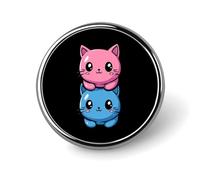 Transgender LGBTQ Proud Trans Cats Round Brooch Pin Lapel Pins Tie Suit Dress Accessories for Men Women Wedding Birthday