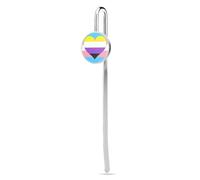 Transgender Non-Binary Flag Printed Metal Bookmark Novelty Stainless Steel Hook Aesthetics Book Markers