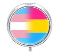 Transgender Pansexuality Proud Flag Round Pill Box Organiser 3 Compartment Portable Medicine Case