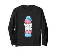Transgender Pride Cat LGBT Trans Flag Cute Cats Pile Gifts Long Sleeve T-Shirt