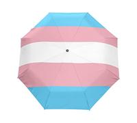 Transgender Pride Flag Auto Open Close Folding Umbrella for Rain