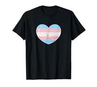 Transgender Pride Flag Heart Retro Vintage Grunge Valentines T-Shirt