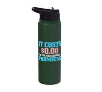 Transgender Pride Flag Pronouns He She His Her Trans Rights Stainless Steel Insulated Water Bottle