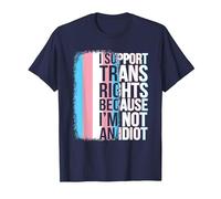 Transgender Pride Flag Support Trans Rights I'm Not Idiot T-Shirt, Men, Navy Blue, Medium