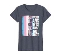 Transgender Pride Flag Support Trans Rights I'm Not Idiot T-Shirt, Women, Heather Blue, Small