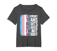 Transgender Pride Flag Support Trans Rights I'm Not Idiot T-Shirt, Women's Plus, Dark Heather Grey, 1X