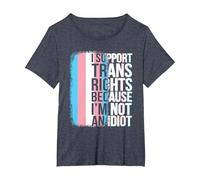 Transgender Pride Flag Support Trans Rights I'm Not Idiot T-Shirt, Women's Plus, Heather Blue, 5X