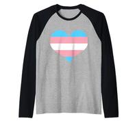 Transgender Pride Heart Flag Raglan Baseball Tee