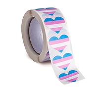 Transgender Pride Heart Stickers for LGBTQ Pride Parades and Events Rainbow Flag Heart Shaped Stickers on a Roll (1 Roll - 500 Stickers) (Transgender)