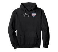Transgender Pride Heartbeat with Striped LGBTQ+ Heart Pullover Hoodie