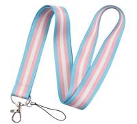 Transgender Pride Lanyard - Blue, Pink & White Stripe Design | Soft Satin Double-Sided Lanyard with Metal Clasp & Phone Strap | Ideal for LGBTQ+ Visibility, Work ID, or Keys