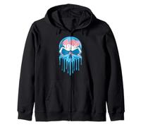 Transgender Pride Melting Skull Trans Flag Transsexual Zip Hoodie