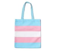 Transgender Pride Stripe Canvas Tote Bag, Unisex, Blue, Pink and White, 38 x 33cm, Zip Closure