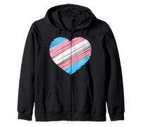 Transgender Pride Trans Flag Heart Transman Transwoman Zip Hoodie