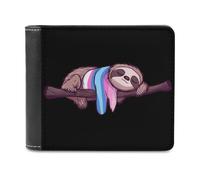 Transgender Sloth Trans Proud Bi-fold Men's Wallets with 6 Card Slots Slim Travel Purse Leather Money Clip