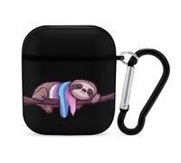 Transgender Sloth Trans Proud Compatible with Airpod 1/2 Case PC Scratch-Resistant Drop-Proof Protective Cover with Keychain Black-style-13