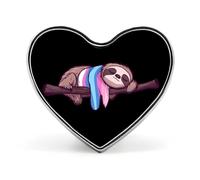 Transgender Sloth Trans Proud Novelty Brooches & Pins Heart Personalised Metal Lapel Badge With Butterfly Clutch Clasp